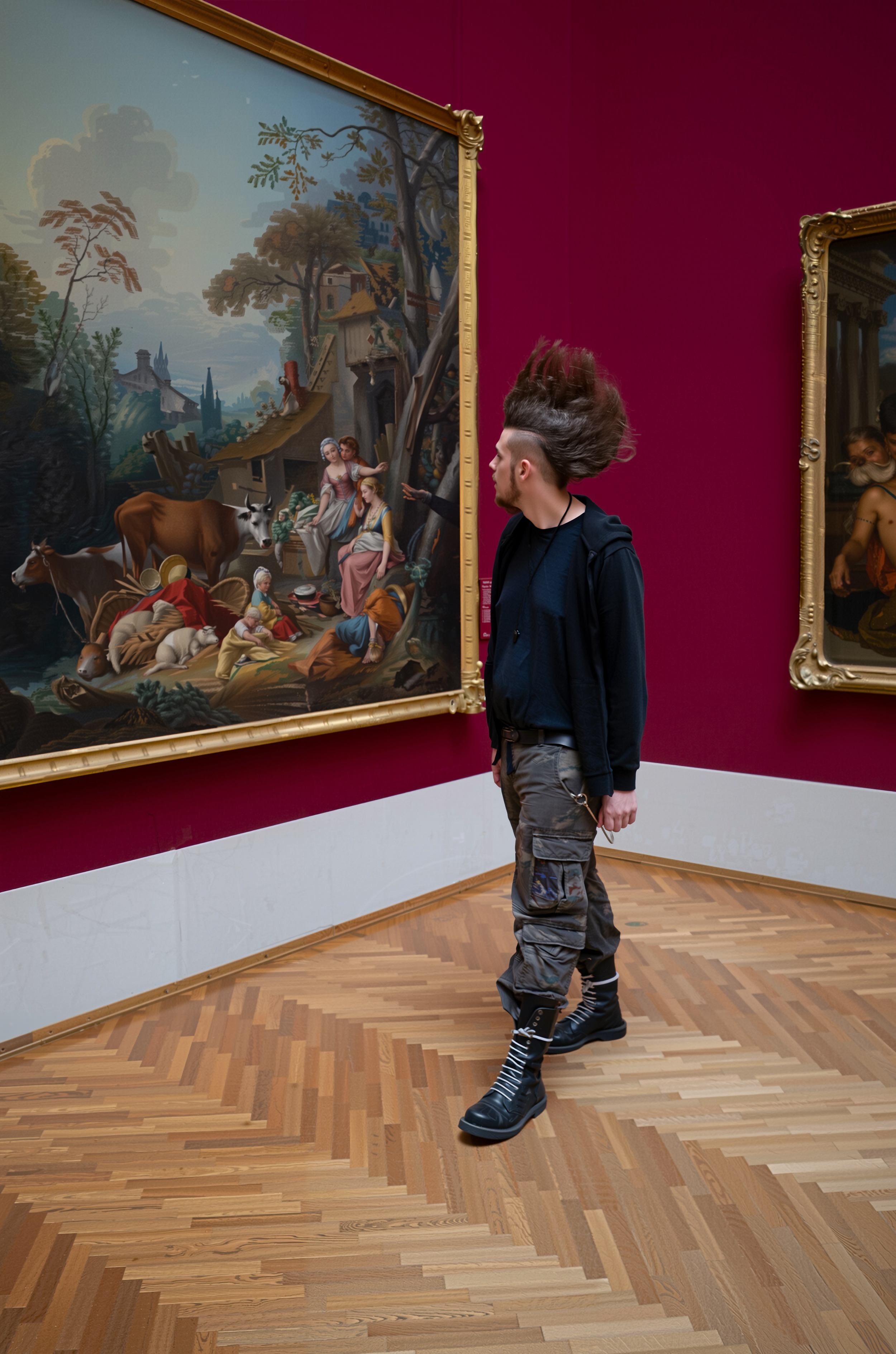 Strassenfotografie München. Punk in alter Pinakothek